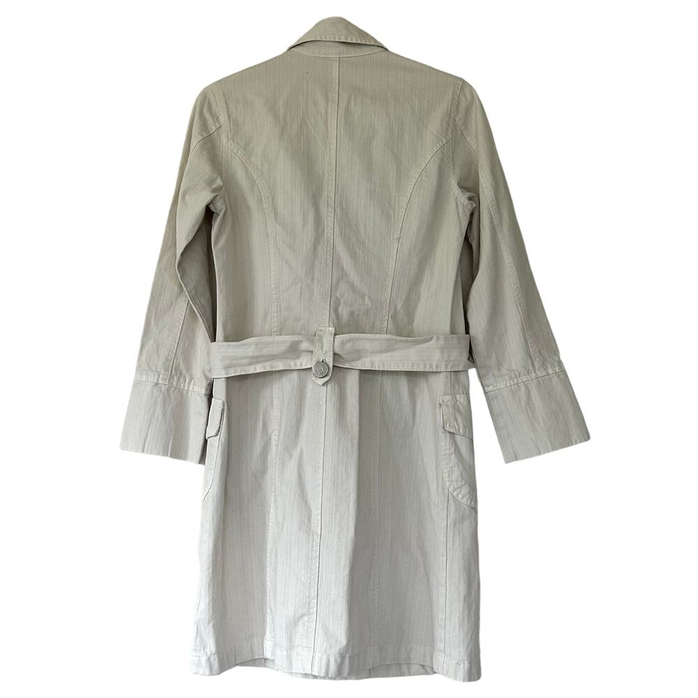 Vintage Renounce Beige Belted cavas Trench Coat Jacket Y2K Minimalist indie S - Picture 6 of 11